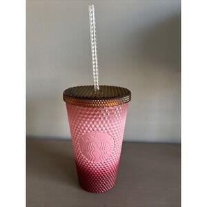 Starbucks 2022 Holiday Waxberry Blush Pink Ombre Studded Grande Tumbler 16 Oz